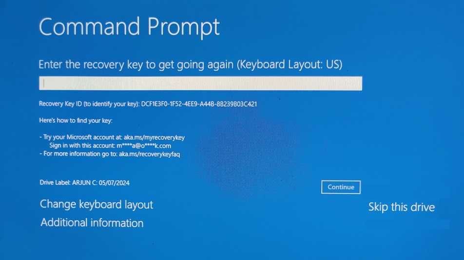 Contact Microsoft Support for Key Recovery